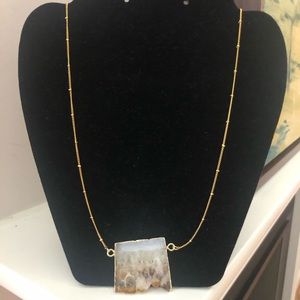 Money Stone Citrine Plated Necklace, 18” Gold Plated Chain